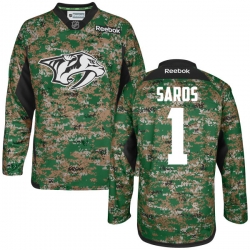 Juuse Saros Reebok Nashville Predators Premier Camo Digital Veteran's Day Practice Jersey