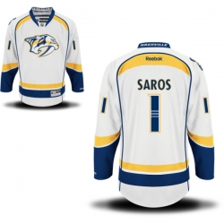 Juuse Saros Youth Reebok Nashville Predators Premier White Away Jersey