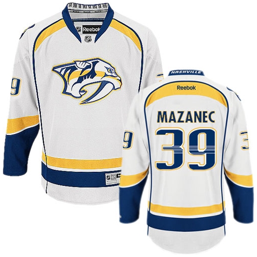 Marek Mazanec Reebok Nashville Predators Premier White Away NHL Jersey