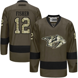 Mike Fisher Reebok Nashville Predators Authentic Green Salute to Service NHL Jersey