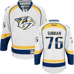 P.K Subban Reebok Nashville Predators Authentic White Away NHL Jersey