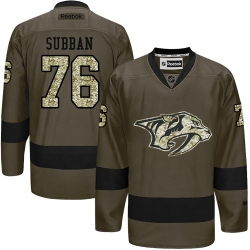 P.K Subban Reebok Nashville Predators Authentic Green Salute to Service NHL Jersey