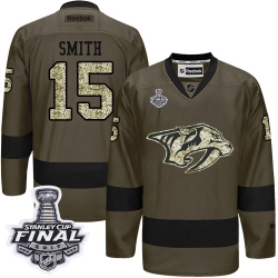 Craig Smith Adidas Nashville Predators Premier Green Salute to Service 2017 Stanley Cup Final NHL Jersey