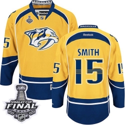 Craig Smith Reebok Nashville Predators Authentic Gold Home 2017 Stanley Cup Final NHL Jersey