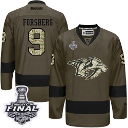 Filip Forsberg Adidas Nashville Predators Premier Green Salute to Service 2017 Stanley Cup Final NHL Jersey