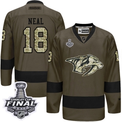 James Neal Reebok Nashville Predators Premier Green Salute to Service 2017 Stanley Cup Final NHL Jersey