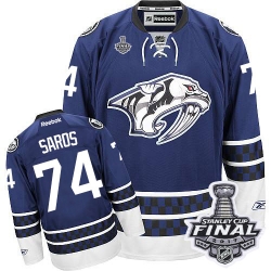 Juuse Saros Reebok Nashville Predators Authentic Blue Third 2017 Stanley Cup Final NHL Jersey