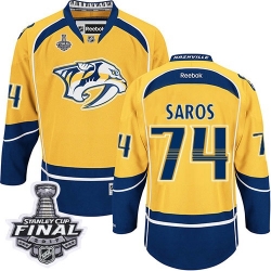 Juuse Saros Reebok Nashville Predators Authentic Gold Home 2017 Stanley Cup Final NHL Jersey