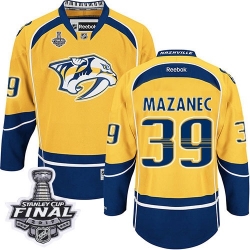 Marek Mazanec Reebok Nashville Predators Authentic Gold Home 2017 Stanley Cup Final NHL Jersey