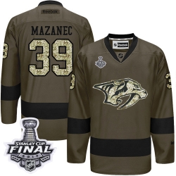 Marek Mazanec Reebok Nashville Predators Authentic Green Salute to Service 2017 Stanley Cup Final NHL Jersey