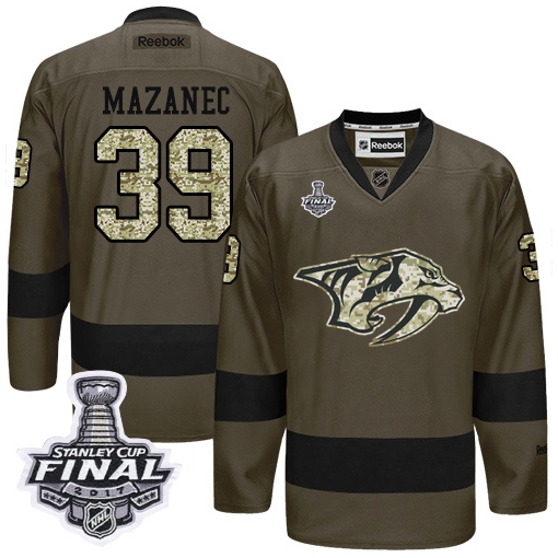 Marek Mazanec Reebok Nashville Predators Premier Green Salute to Service 2017 Stanley Cup Final NHL Jersey