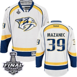 Marek Mazanec Reebok Nashville Predators Premier White Away 2017 Stanley Cup Final NHL Jersey