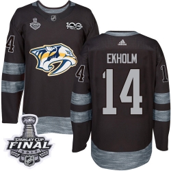 Mattias Ekholm Adidas Nashville Predators Authentic Black 1917-2017 100th Anniversary 2017 Stanley Cup Final NHL Jersey