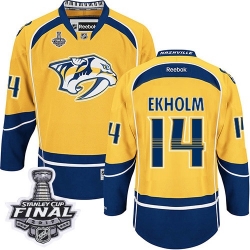 Mattias Ekholm Reebok Nashville Predators Authentic Gold Home 2017 Stanley Cup Final NHL Jersey