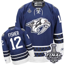 Mike Fisher Reebok Nashville Predators Authentic Blue Third 2017 Stanley Cup Final NHL Jersey