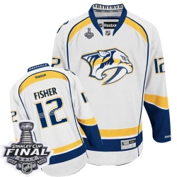 Mike Fisher Reebok Nashville Predators Authentic White Away 2017 Stanley Cup Final NHL Jersey