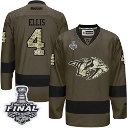 Ryan Ellis Reebok Nashville Predators Premier Green Salute to Service 2017 Stanley Cup Final NHL Jersey