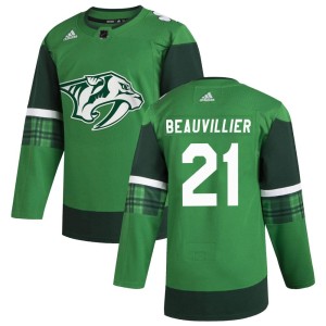 Anthony Beauvillier Youth Adidas Nashville Predators Authentic Green 2020 St. Patrick's Day Jersey