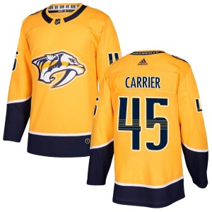 Alexandre Carrier Youth Adidas Nashville Predators Authentic Gold Home Jersey
