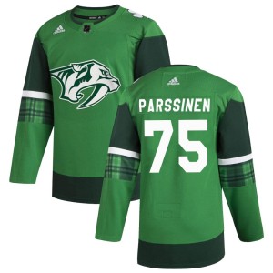 Juuso Parssinen Men's Adidas Nashville Predators Authentic Green 2020 St. Patrick's Day Jersey