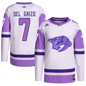 Marc Del Gaizo Men's Adidas Nashville Predators Authentic White/Purple Hockey Fights Cancer Primegreen Jersey