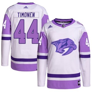 Kimmo Timonen Men's Adidas Nashville Predators Authentic White/Purple Hockey Fights Cancer Primegreen Jersey