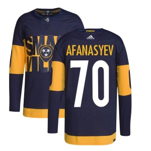 Egor Afanasyev Youth Adidas Nashville Predators Authentic Navy 2022 Stadium Series Primegreen Jersey