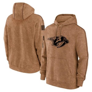 Youth Nashville Predators Brown 2023 Salute to Service Club Pullover Hoodie