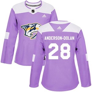 Jaret Anderson-Dolan Women's Adidas Nashville Predators Authentic Purple Fights Cancer Practice Jersey