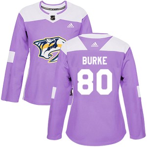 Brayden Burke Women's Adidas Nashville Predators Authentic Purple Fights Cancer Practice Jersey