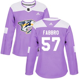 Dante Fabbro Women's Adidas Nashville Predators Authentic Purple Fights Cancer Practice Jersey