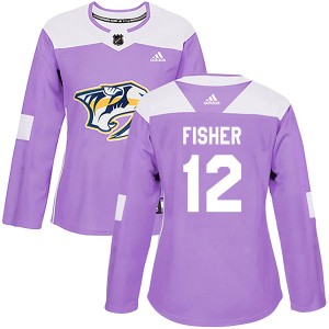 Mike Fisher Women's Adidas Nashville Predators Authentic Purple Fights Cancer Practice Jersey