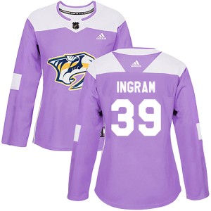 Connor Ingram Women's Adidas Nashville Predators Authentic Purple Fights Cancer Practice Jersey
