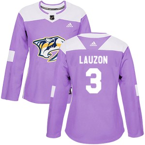 Jeremy Lauzon Women's Adidas Nashville Predators Authentic Purple Fights Cancer Practice Jersey