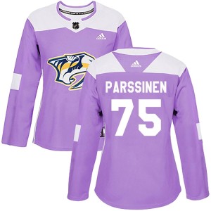 Juuso Parssinen Women's Adidas Nashville Predators Authentic Purple Fights Cancer Practice Jersey