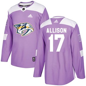 Wade Allison Men's Adidas Nashville Predators Authentic Purple Fights Cancer Practice Jersey