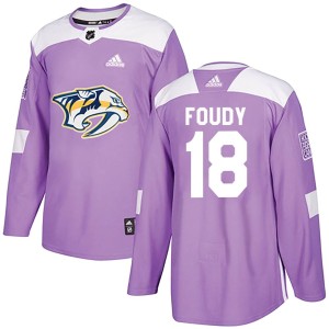 Liam Foudy Men's Adidas Nashville Predators Authentic Purple Fights Cancer Practice Jersey