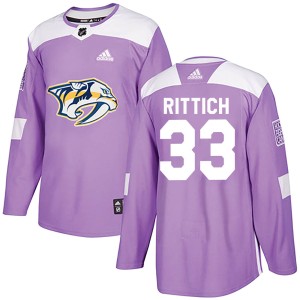 David Rittich Men's Adidas Nashville Predators Authentic Purple Fights Cancer Practice Jersey