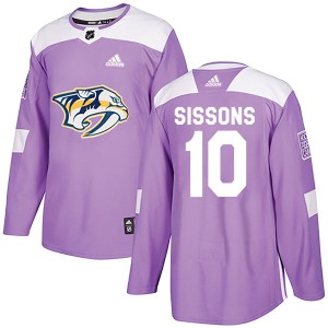 Colton Sissons Men's Adidas Nashville Predators Authentic Purple Fights Cancer Practice Jersey