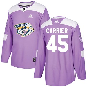 Alexandre Carrier Youth Adidas Nashville Predators Authentic Purple Fights Cancer Practice Jersey