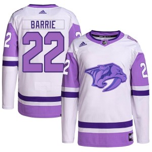 Tyson Barrie Youth Adidas Nashville Predators Authentic White/Purple Hockey Fights Cancer Primegreen Jersey