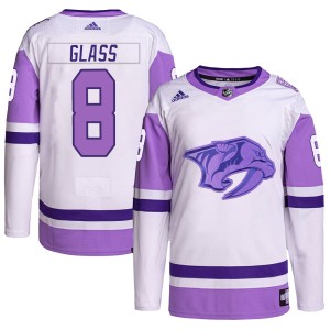 Cody Glass Youth Adidas Nashville Predators Authentic White/Purple Hockey Fights Cancer Primegreen Jersey