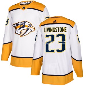 Jake Livingstone Men's Adidas Nashville Predators Authentic White Away Jersey