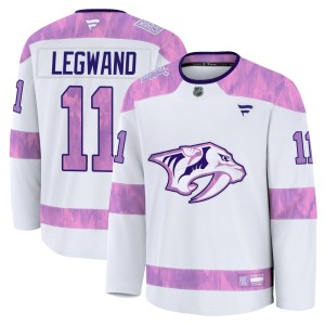 David Legwand Men's Fanatics Nashville Predators Premium White 2024 Hockey Fights Cancer Practice Jersey