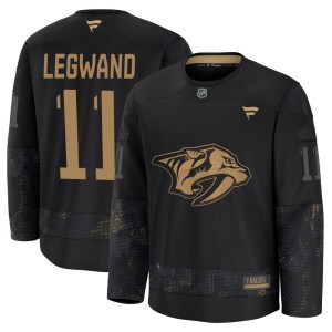 David Legwand Youth Fanatics Nashville Predators Premium Black 2024 Military Appreciation Practice Jersey