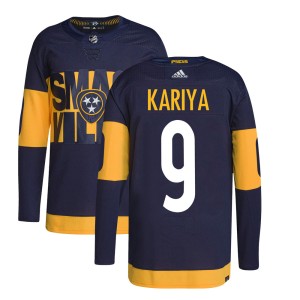 Paul Kariya Men's Adidas Nashville Predators Authentic Navy 2022 Stadium Series Primegreen Jersey
