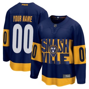 Custom Youth Fanatics Branded Nashville Predators Breakaway Navy Custom 2022 Stadium Series Jersey