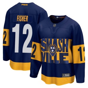 Mike Fisher Youth Fanatics Branded Nashville Predators Breakaway Navy 2022 Stadium Series Jersey
