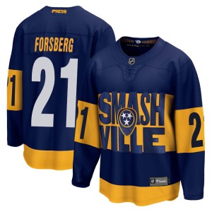 Peter Forsberg Youth Fanatics Branded Nashville Predators Breakaway Navy 2022 Stadium Series Jersey