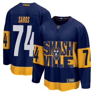 Juuse Saros Youth Fanatics Branded Nashville Predators Breakaway Navy 2022 Stadium Series Jersey
